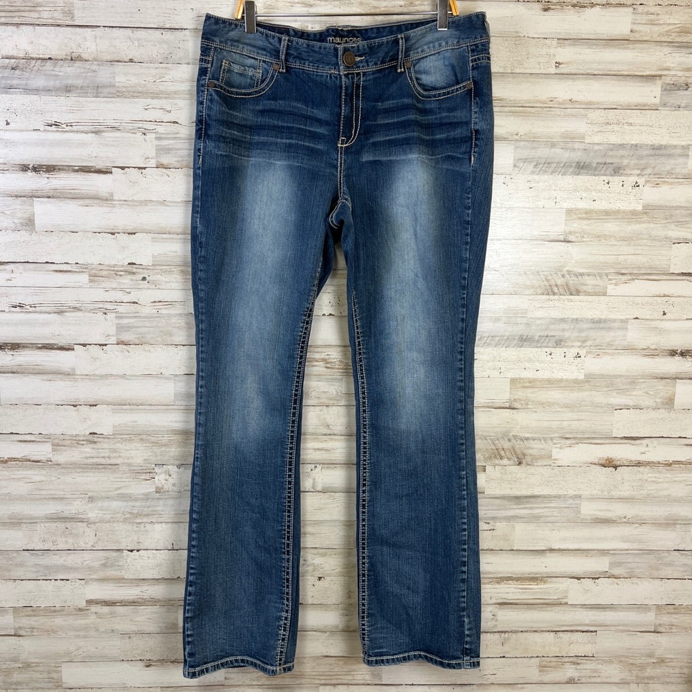 Maurices Jeans Women 20 Long Blue Denim Dark Wash Bootcut Cotton Stretch Cowgirl